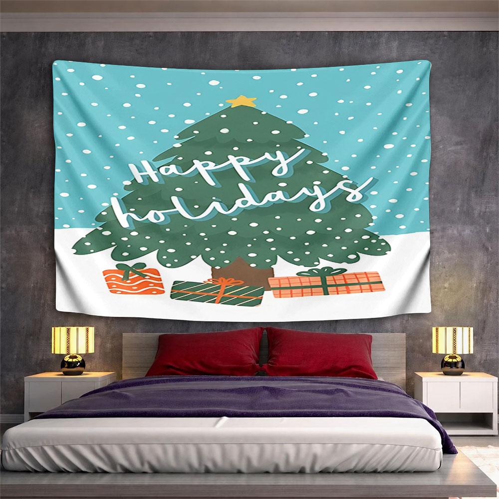 Festive Christmas Tree with Gifts Pattern Wall Hanging Tapestry Decorative Tapestry Home Decor for Bedroom and Living Room