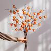 8 Heads Artificial Persimmon Branch Realistic Plastic Simulation Persimmon Fruit Handmade Elegant Fake Plants Spring Festival