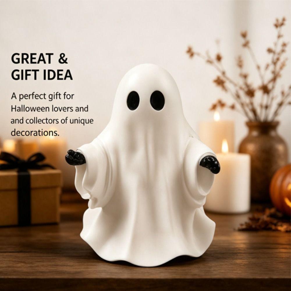 Party Props Resin Ghost Figurine White Color Matte Finish Ghost Decor Welcome Miniature Size Cute Ghost Figurine Holiday Party