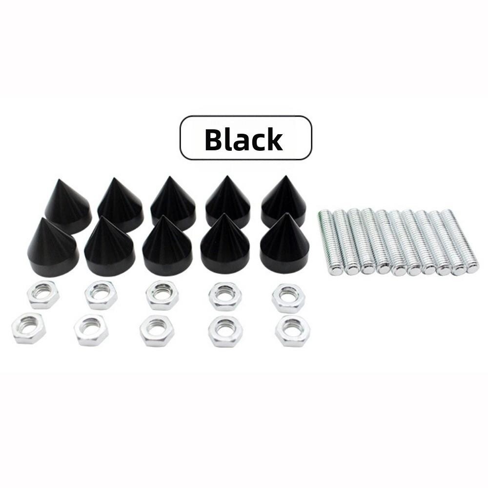 10pcs/Set Muticolors Car License Plate Bolts Cuspate Style Car Motorcycle Modification Conical