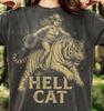 Hell Cat Cowgirl Tiger Rider Vintage Western Rodeo Big Cat Comfort Colors® Tshirt, Wild West Tees,