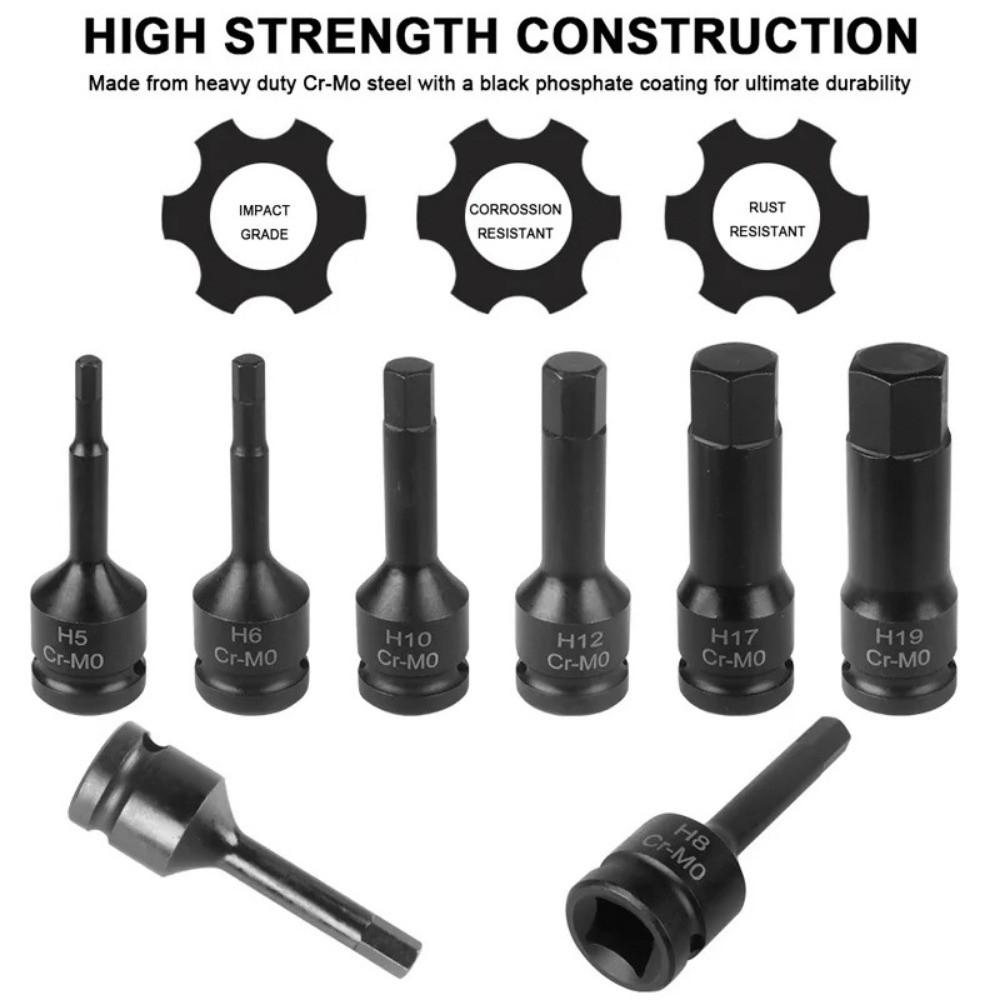 10PCS Metric Size Hex Ratchet Socket Driver Cr-Mo Steel Metric  Power Nuts Driver  Ratchet Socket