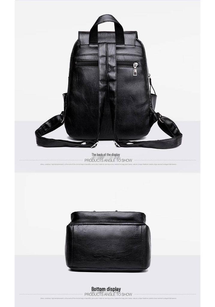 Autumn/Winter Double Shoulder Bag: Women's Soft Leather School Bag, Korean Style Handbag & Backpack
