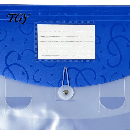 Plastic File Pouch Expandable Document Folder with Label Slot, Layered Design Waterproof PP Business Envelope, Secure Rope Closure Organizer