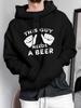 Unisex Hoodie, Casual Party, This Guy Needs A Beer Graphic, Pullover Sweatshirt, Funny Novelty Style, Daily Wear Spring Autumn, Long Sleeve with Pocke