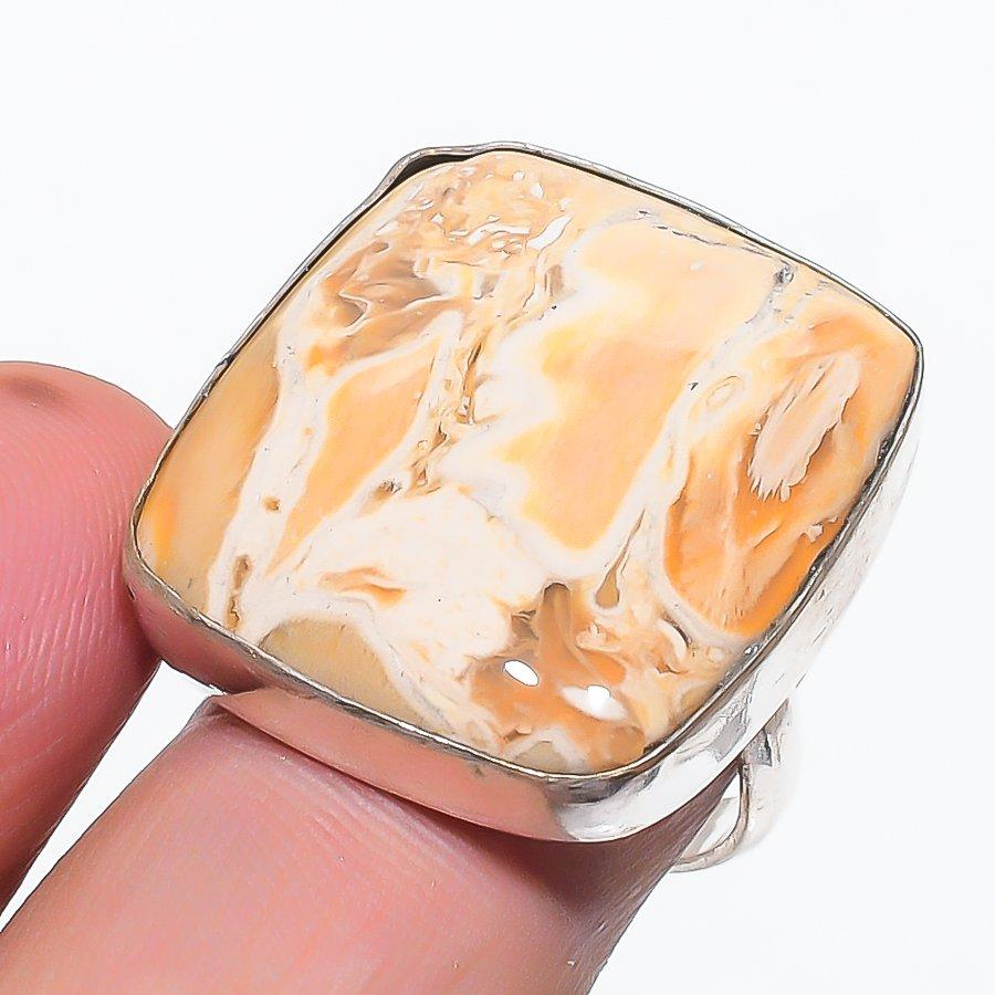 Natural Plume Root Jasper 925 Sterling Silver Jewelry Ring Size 6.5 m6J27