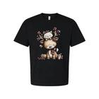 

Unisex Christmas T Shirt With Cute Deer And Kitten Graphic Print In Winter Scene S