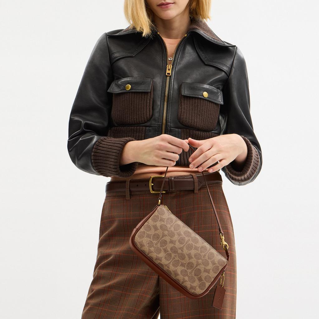 Coach Plaza 21 Ferramenta in Ottone Metallo Pelle Sintetica e Pelle di Vacchetta Borsa a Mano a Spalla Piccola Borse da Donna Marrone CCC42-B4N4