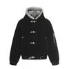 Mens Thick Warm Hooded Cotton Coat With Fur Collar Loose Fit Winter Casual Streetwear