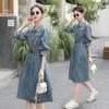 Women Denim Dress Spring Autumn Long Sleeved Blue Jean Dress Ladies Single-Breasted Dresses