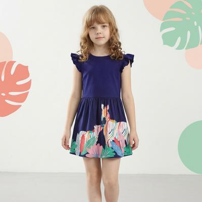 Sommer Neues Europäisches Und Amerikanisches Stil Kinderreines Baumwoll-Bedrucktes Kleid Mädchen-Kurzarm-Prinzessinnenkleid Kinderkleidung
