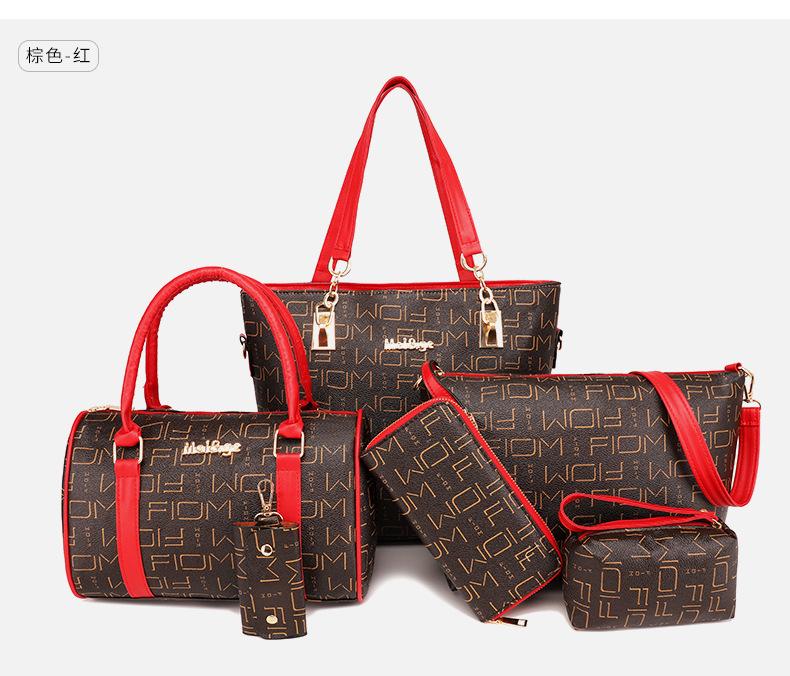

Women s bag new trendy fashion letter portable one shoulder oblique span mother and child bag six-piece set