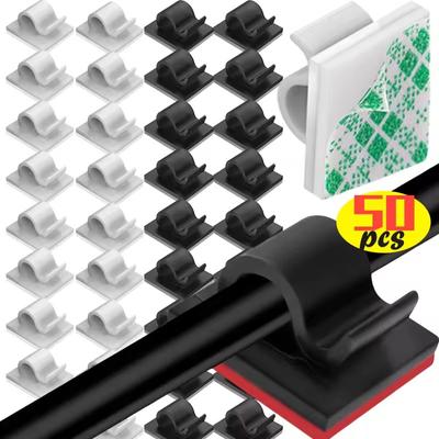 Self-adhesive Cable Clips Wire Cord Management Cable Holder Fixer Organizer Clamp For Home Office Car Wire Manager Wall Stickers