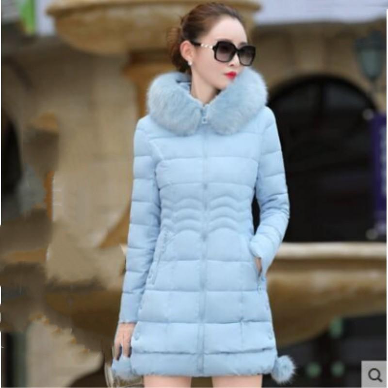 Women's Korean Version of Slim Mid-length Cotton Jacket Solid Color Hooded Temperament Jacket