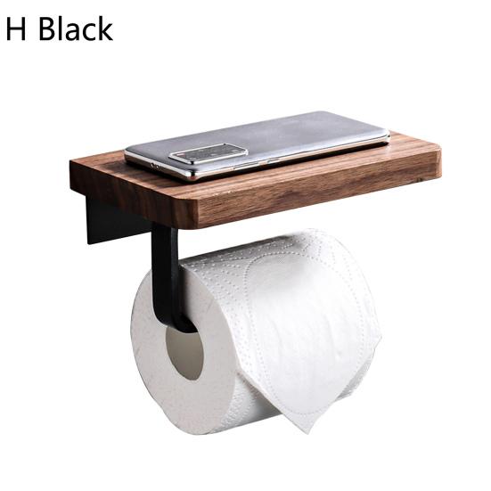 Tissue Rack Strong Bearing Capacity Punch Free Wooden Bathroom Toilet Wall Hanging