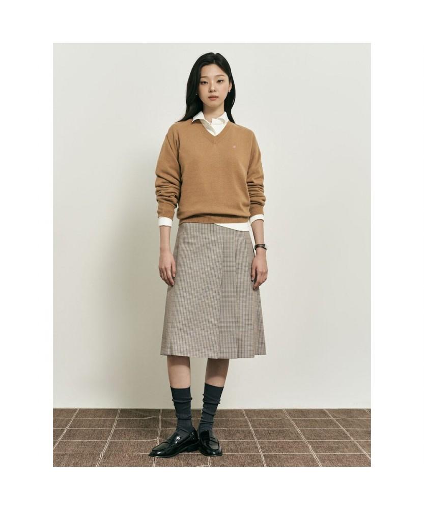 Binpolleidiseu [B. My] Cashmere Blend Loose Fit V-Neck Knit Yellowish Brown (Bf5X51N01B)