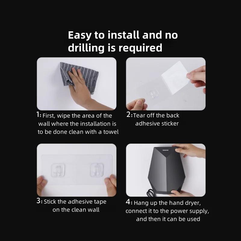 2026New Mini Fully Automatic Induction Hand Dryer 1600W Automatic High-speed Warm Air Hand Dryer
