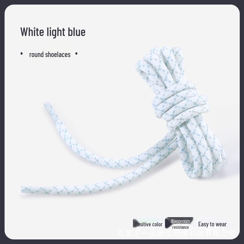 Černé a bílé diagonálně tečkované silné kulaté tkaničky do bot pro turistiku/běh