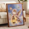 Handmade Framed Pearl Bead Painting Kit Cute Owl with Lantern Pattern 3D Shiny Canvas Art Ready to Display Home Decor Gift Idea