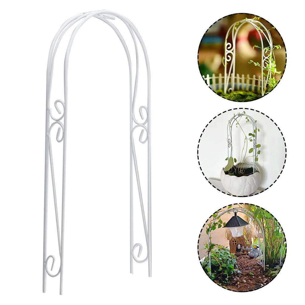 1PC Miniature White Iron Arch Mini Garden Doll House Archarched Door Scale Model Mini Ornaments Simulation Scene Models Stand