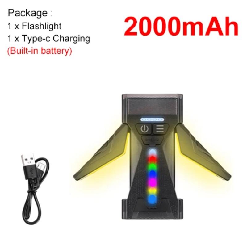 

Ліхтарик високої яскравості, акумуляторний, RGB, складана настільна лампа, затискач, магнітний, портативний, багатофункціональний ліхтарик 2000mAh 1pc