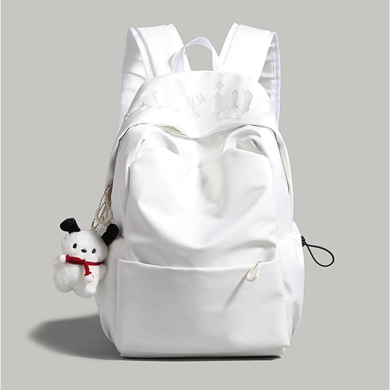 

Simple and large-capacity junior high school student schoolbag for girls 2025 new male solid color backpack short-distance travel backpack No specification белый