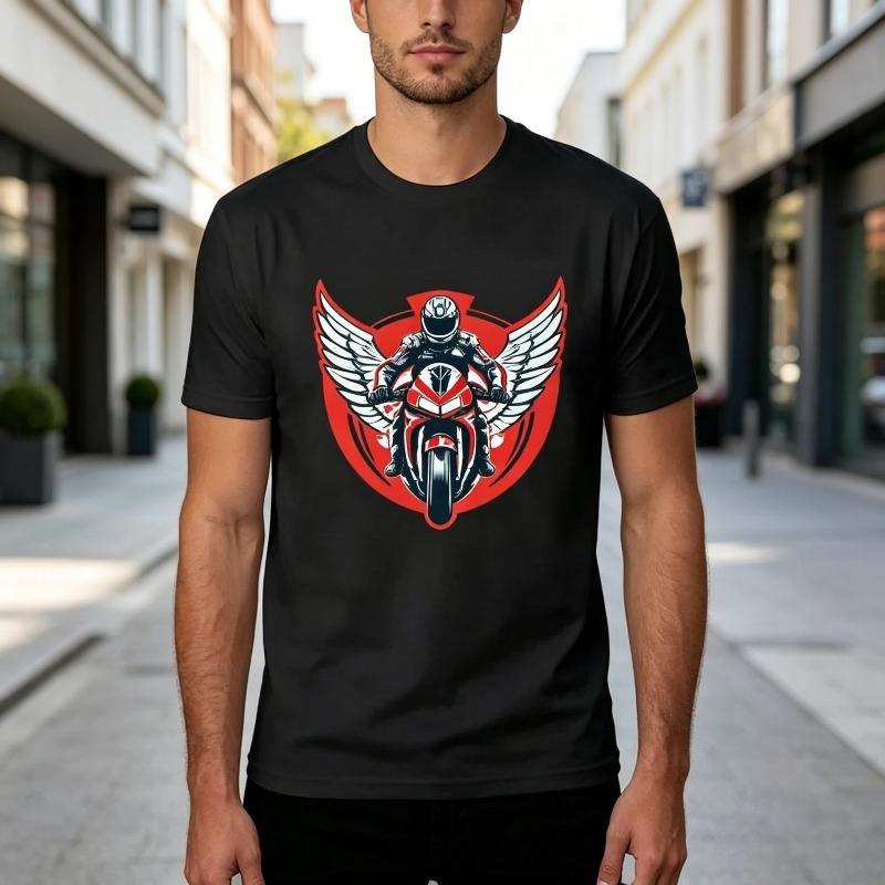Summer Casual with Skull Rider Print Unisex Short Sleeve Oneck Tee Tops New Fashion Skull Motorcycle Print Tshirt Unisex Unisex