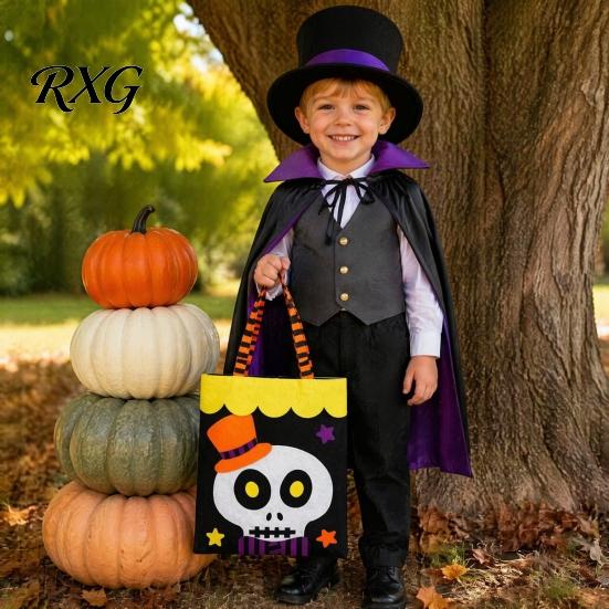 Decorative Halloween Bags Candy Bag, Cute Pumpkin Ghost Tote for Kids, Spooky Cartoon Pattern Treat Bag Party, Trick or Favor Gift