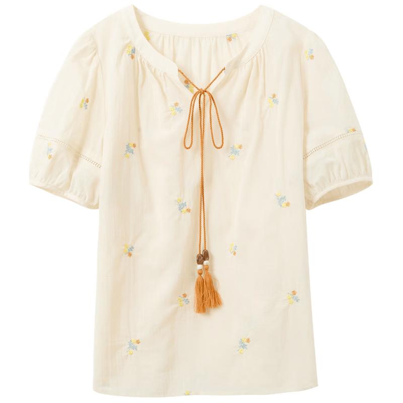 

Sancai Women s Plus Size Floral Embroidered Cotton Top M