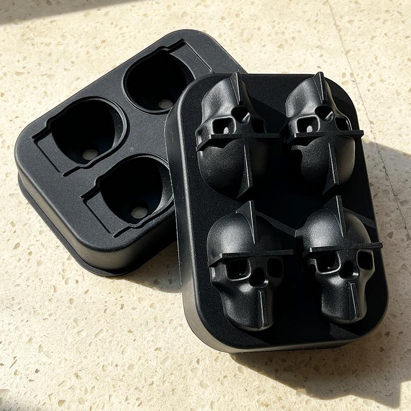 4 mřížky 3D forma na ledové kostky s hlavou lebky Halloween ve tvaru lebky na whisky Víno Výrobník podnosů na ledové kostky Forma na čokoládu Bar Party potřeby