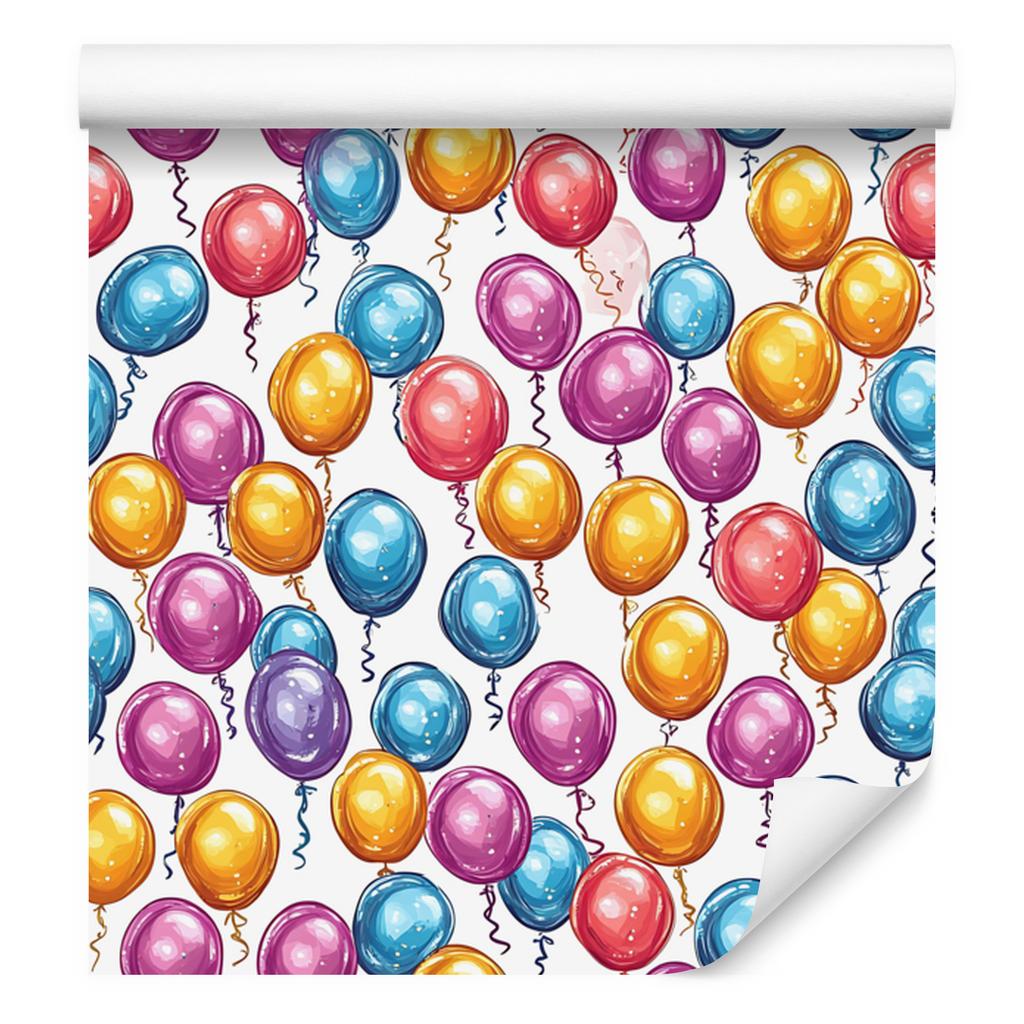 Birthday Balloons Wallpaper White, Blue and Purple 50x1000