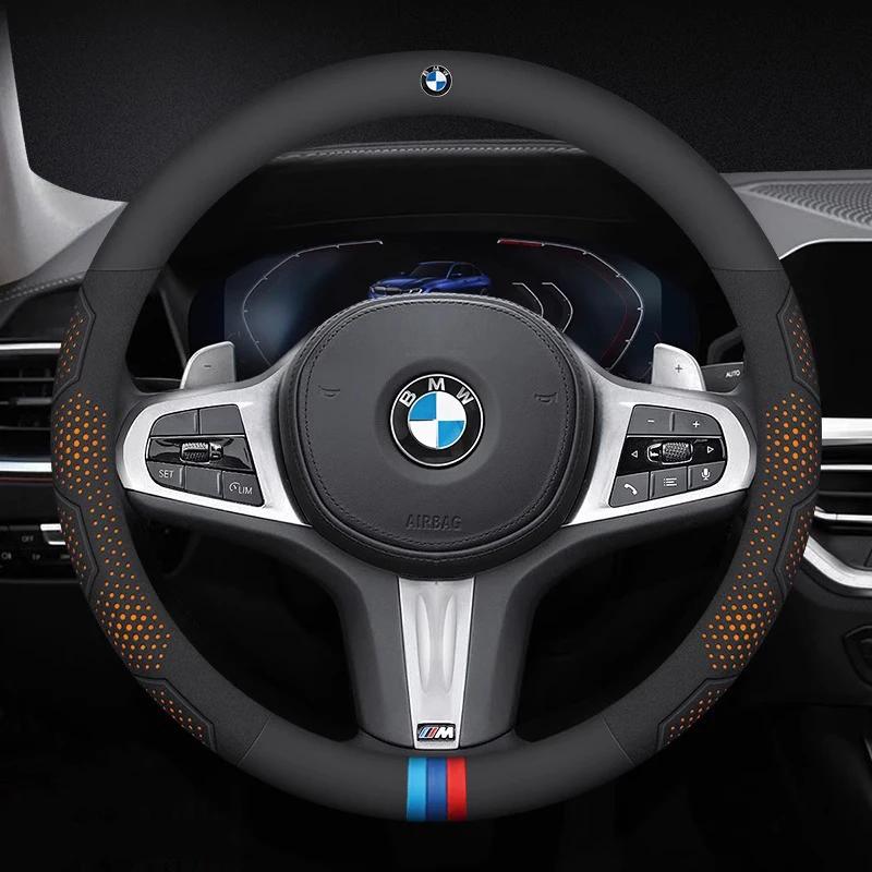 BLN1 For BMW M E46 E39 E60 E90 E91 E36 E87 F10 F20 F30 G61 G68 X1 X3 X4 X5 X7 M3 M4 M5 Car Carbon Fiber Leather Steering Wheel Cover