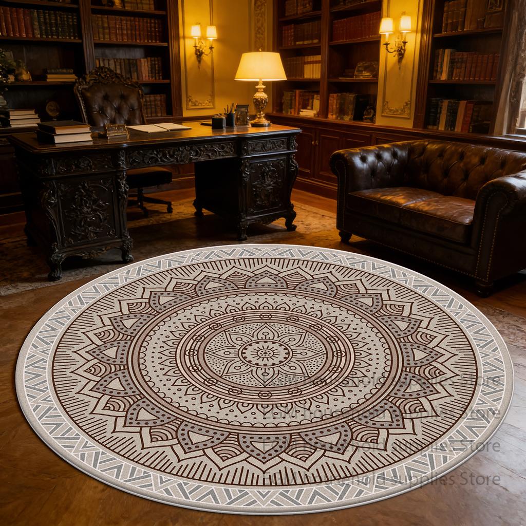Classic Ethnic Style Circular Carpet Persian Living Room Decor Circular Mats lounge study non-slip washable Rugs customizable