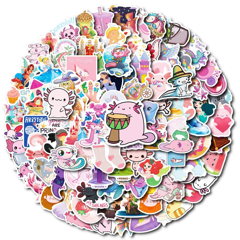 100 Small Size 4Cm Pink Cute Little Animal Stickers Diy Skateboard Water Cup Flat Refrigerator Pack