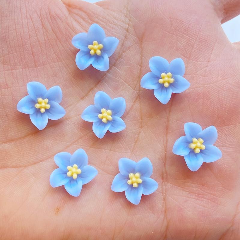 60Pcs New Cute 13mm Mini Flower Series Resin Flatback Cabochon Scrapbook Kawaii Embellishments Accessories