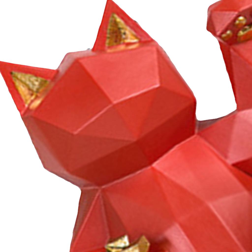 Figurka Kot Szczęścia Styl Geometryczny Żywica Ekologiczna Jaskrawoczerwona Figurka Maneki Neko na Stół