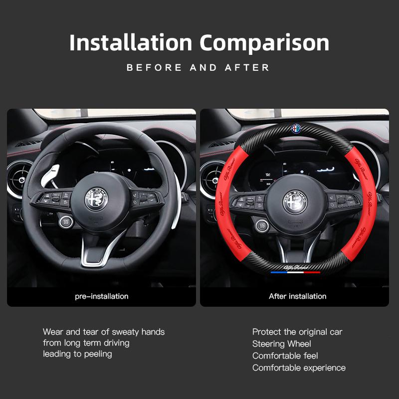 PU Leather Car Steering Wheel Cover For Alfa Romeo Giulietta Mito 159 Giulia Stelvio 156 147 Tonale Brera Disco Volante Spider