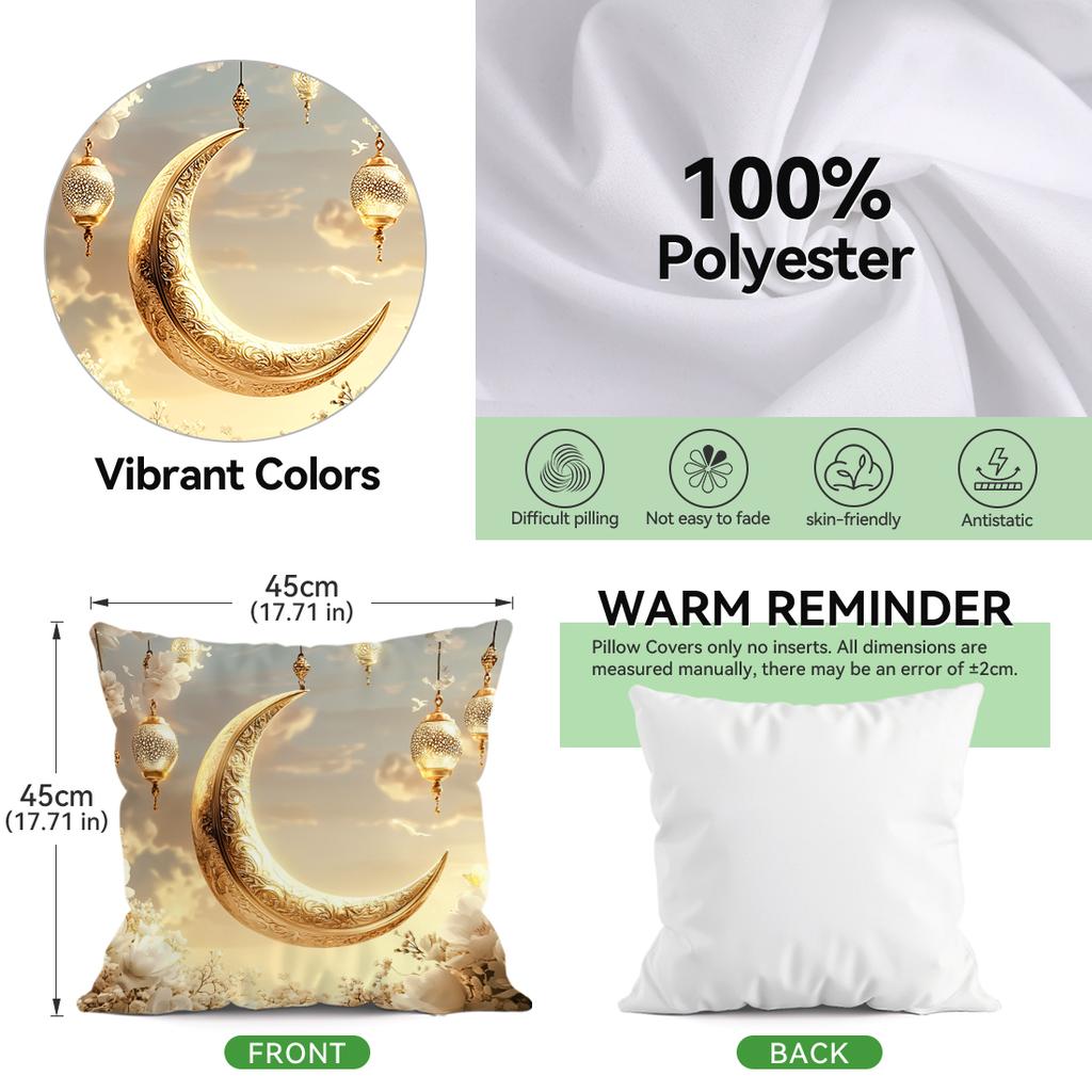 Golden Ramadan Festival Pillowcase Bedroom Sofa Cushion Cover 100% Polyester Living Room Cushion Pillowcase Home Decor