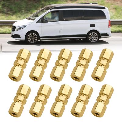 Automotive Grade Brass Brake Line Connectors 4.76mm Double End Threaded For Universal Tubing Applications 3/16, 3/8