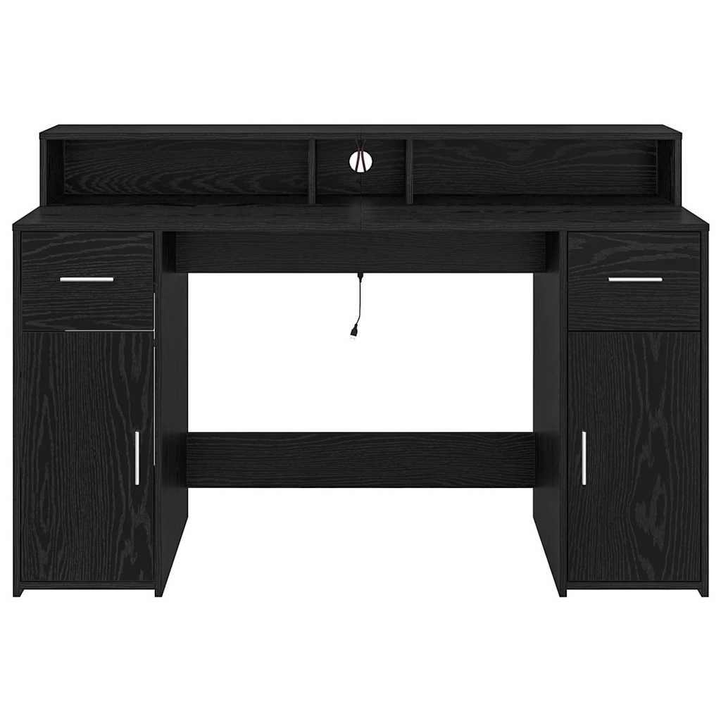 Black Oak Desk 140 x 55 x 91 cm Particleboard
