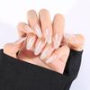 Gradient Electroplating Cat Eye Press-On Nails: 30-Piece Set, Ice Transparent Nude Oval Style.