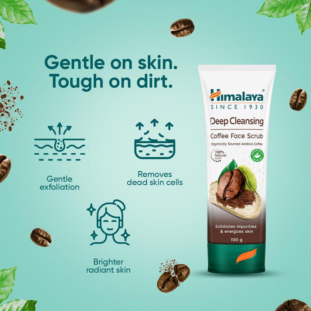 Himalaya Gommage Visage Nettoyant Profond au Café 100g Pack de 1 Exfoliant Naturel pour une Peau Éclatante