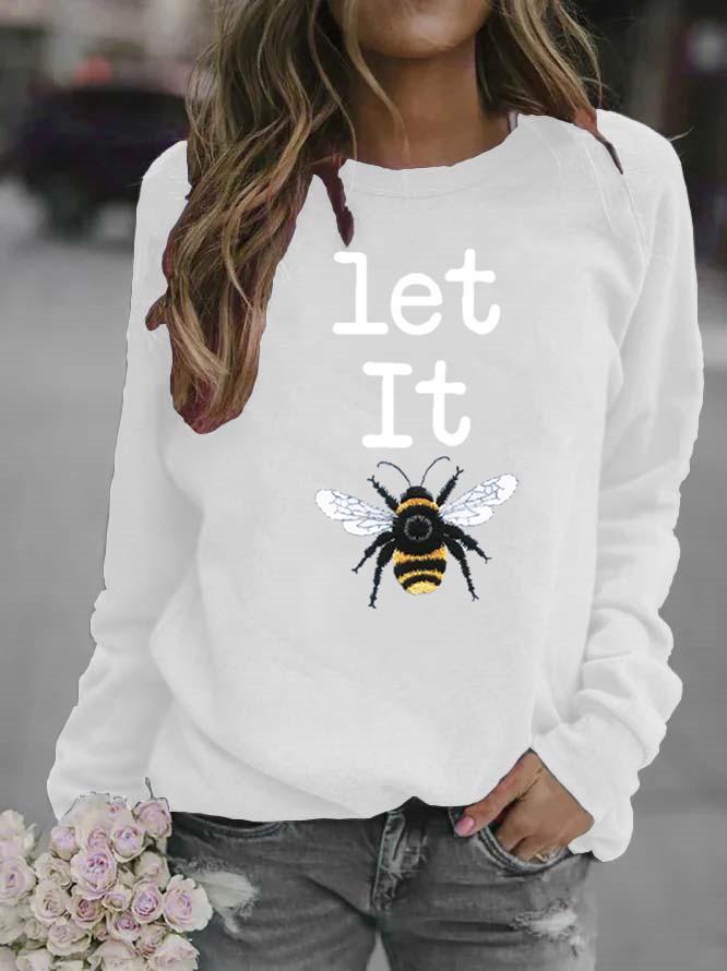 Women's Animal Bee Print Round Neck Hoodie