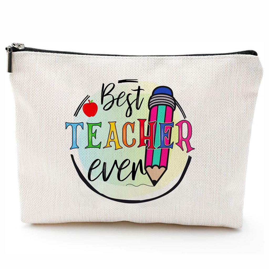 Teacher Gifts Teacher Appreciation Gifts Thank You Teacher Gift Bags Zipper Cosmetic Makeup Bag Canvas Pencil Pouch