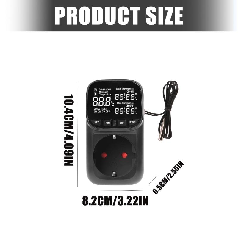 Temperature Controlled Electrical Outlet with Visible Display & Timer Energy Saving Wall Socket for Animal Habitats