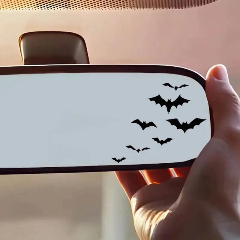 Car Rearview Mirror Stickers Mini Bat Group Reflective Decals Vinyl Waterproof Stickers Halloween Decorations Stickers