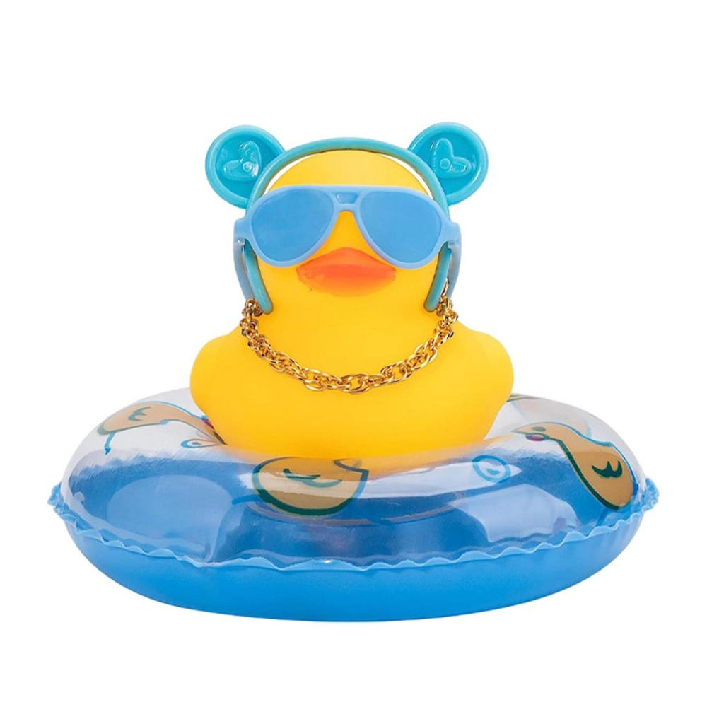 Cycling Accessories Bicycle Bell Duck Rubber Cute Duck Gold Chain Toy Cool Glasses Duck Car Dashboard Decor Motorcycle Riding
