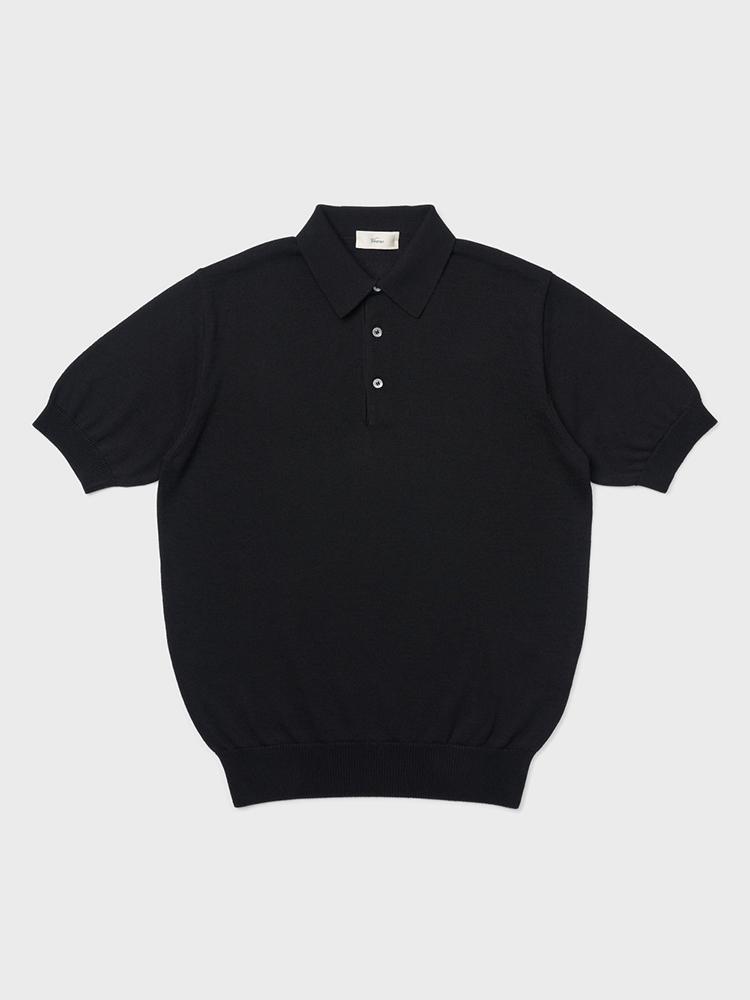 Berno 24Ss Linen Like Polo Knit Black M