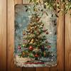 Vintage Christmas Tree Metal Sign 8x12 Inches, Rust-proof and Waterproof Suitable for Indoor and Outdoor Decoration Home Office