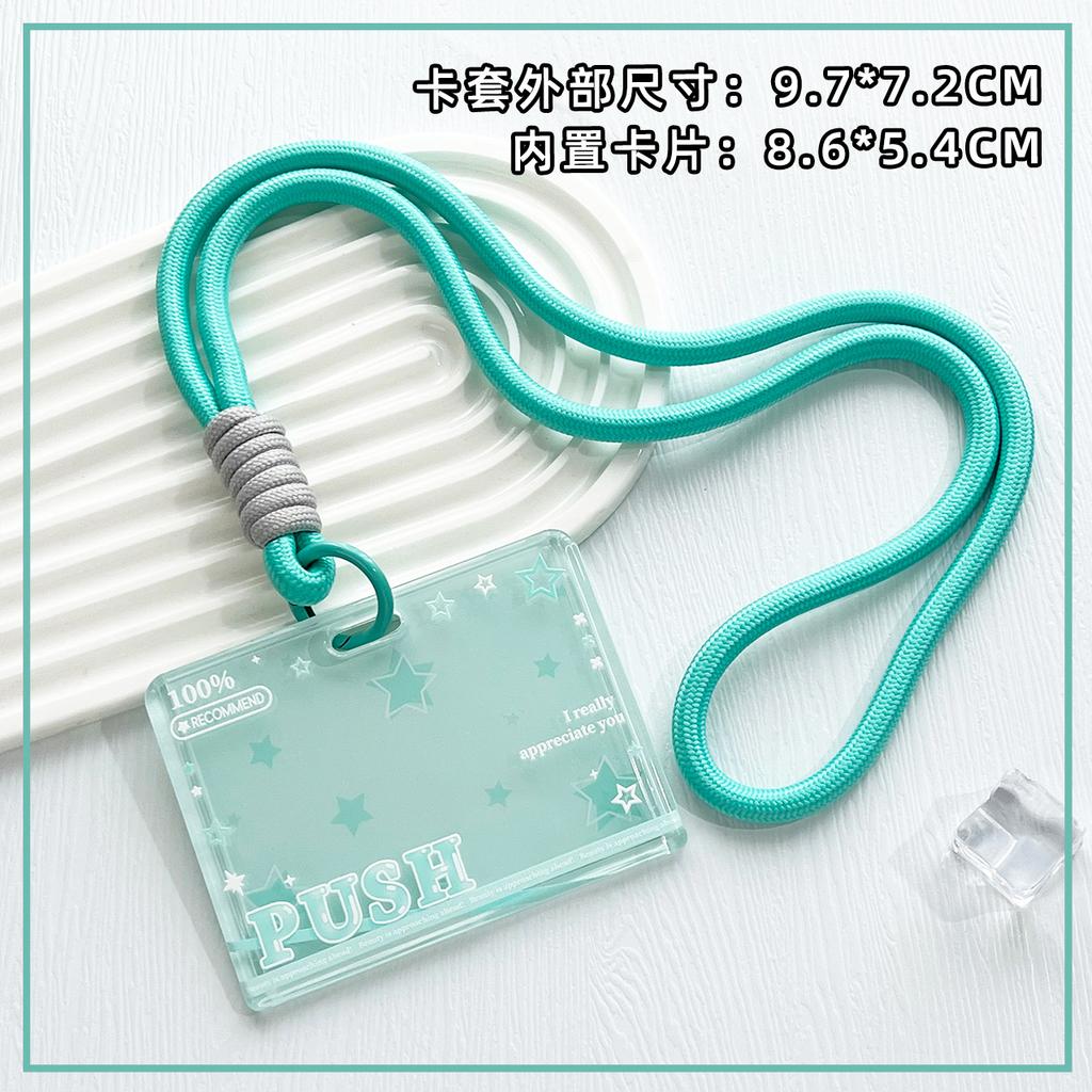 Student Clear Card Case Bus Cards Sleeve Sliding Horizontal Id Card Holder Transparent Employee Work Card Holder with Lanyard
